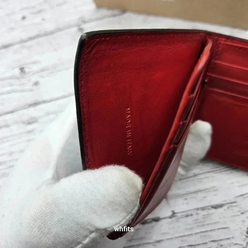 Christian Louboutin Bifold Money Clip Wallet Blue White Leather Studs with Box - Picture 5 of 8